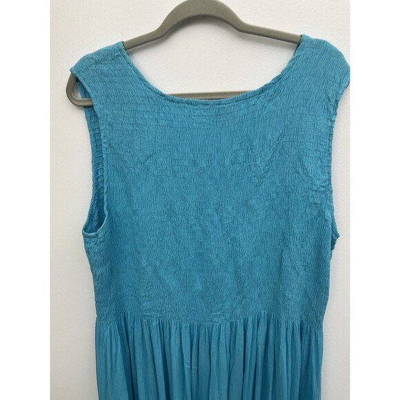 Serengeti Women’s Dress Smocked Scoop Neck 1XL Sleeveless Pullover Aqua Blue - Picture 7 of 8
